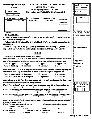 Đề thi thử vào Lớp 10 môn Tiếng Anh - Mã đề 001 - Năm học 2019-2020 - Sở giáo dục và đào tạo Hà Nội
